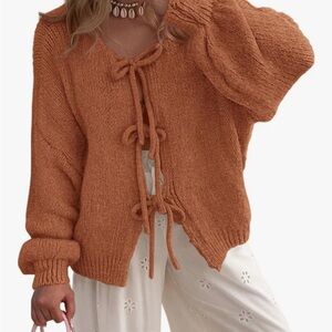 PRETTYGARDEN Chunky Knit Cardigan Sweater Sz S Brick Red